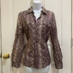Michael Michael Kors Purple & Black snake animal print top.